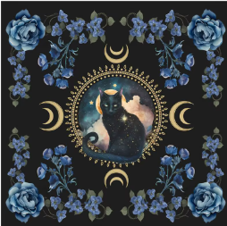 Black Cat Table Cloth - Altar Cloth for Tarot Card Reading or Ritual - Square - 29.5 inches x 29.5 inches